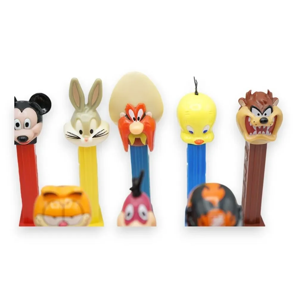 Vintage 90s Pez Dispenser Set of 12 ~ Sam, Batman, Bunny, MIckey Collectionables